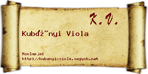 Kubányi Viola névjegykártya